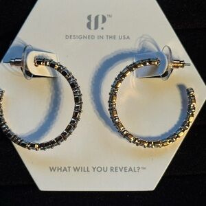 Rose Gold Plated Earrings with a soft bluish/green/gray stone